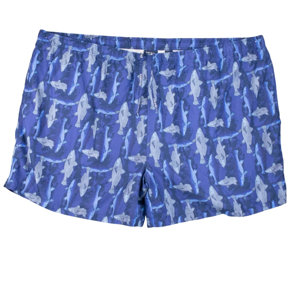 Harbor Bay Mens 6XL‎ Fish Print Swim Trunks Big & Tall Mesh Lined